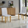thumbnail image 3 of Tcbosik Upholstered Dining Chairs Set of 2, Modern PU Leather Side Chair with Metal Legs for Kitchen, Living Room, Light Gray+Gold, 3 of 9