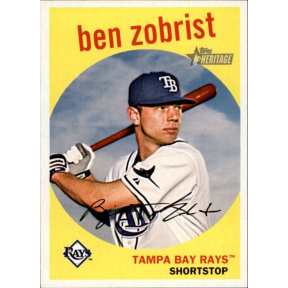 Collectible 2008 Topps Heritage High Numbers #577 Ben Zobrist Rays MLB Baseball Trading Card