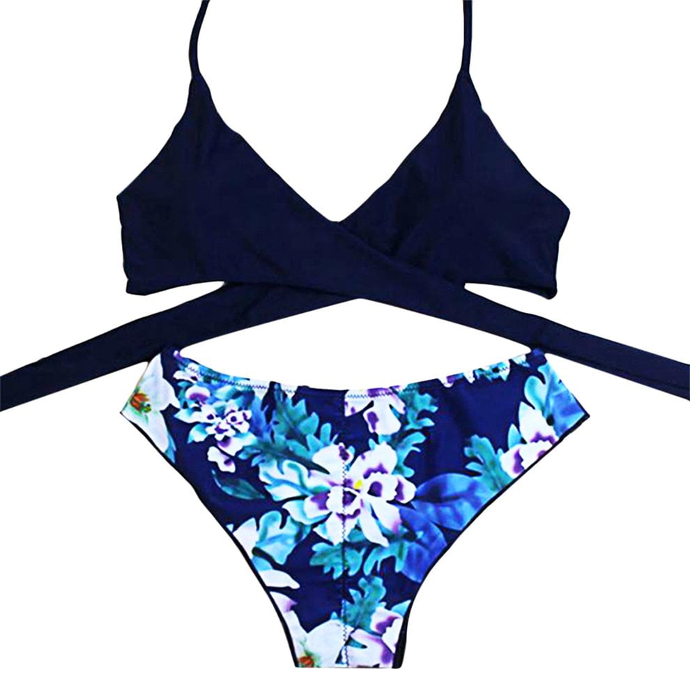 Auki Sexy Printed Floral Pattern Bikini Split Swimsuit Low Waist Low Waist Walmart Com Walmart Com