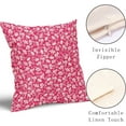 thumbnail image 4 of Hot Pink Beige Daisy Floral Pillow Covers 16X16 Inch Vintage Flowers Decorative Pillow Cases Set of 2 Preppy Block Print Cotton Linen Throw Pillows Farmhouse Decor For Couch Porch Cushion Outdoor, 4 of 6