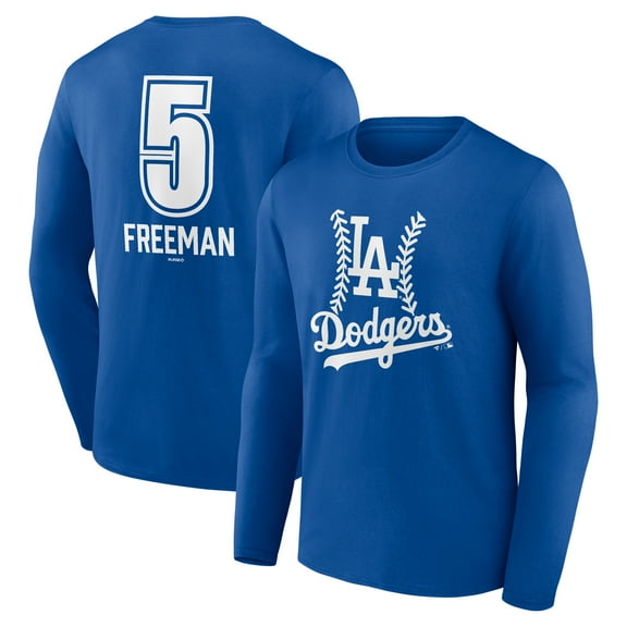 Men's Freddie Freeman Royal Los Angeles Dodgers Fastball Player Name & Number Long Sleeve T-Shirt