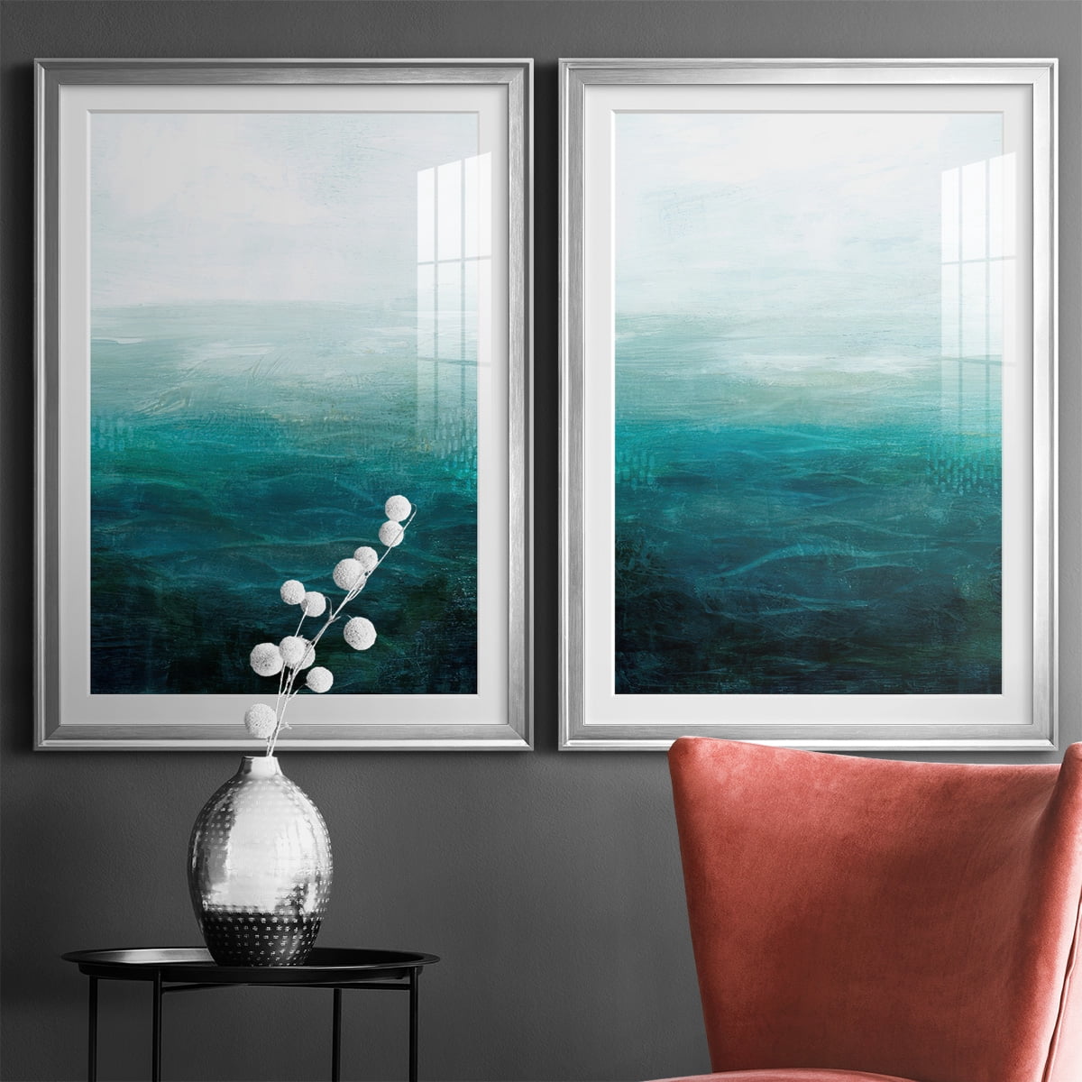 Wexford Home Drifting Sea I Premium Framed Print, 26.5" x 36.5" - Ready to Hang, Silver (Set of 2)