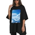thumbnail image 4 of Plus Size Shirt for Women Black Tops for Women Short Sleeves Shirt for Women Bule Sky2 T Shirt Crewneck Shirt for Women 5XL, 4 of 5