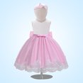 thumbnail image 1 of Vestido infantil de encaje de color a juego para bebé de un año, vestido de noche de princesa con lazo, 1 of 6