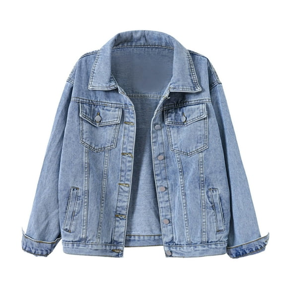 Baberdicy Women's Denim Jackets Clearance Limited Time Deal, Womens Denim Jacket Relaxed Fit Casual Jean Trucker Jacket
