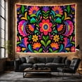 thumbnail image 6 of Pink Flower in a Mirrored Garden of Colorful Vines, Playful Folk Art for Botanical Fans, Floral Wall Art, Housewarming Gift, Tapestry Wall Hanging for Bedroom and Living Room, 6 of 7