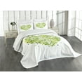 thumbnail image 3 of Ambesonne Green Flower Quilted Bedspread Set 3 Pcs, Valentines Day, King Size, Pale Green White Black, 3 of 5
