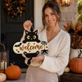 thumbnail image 5 of Halloween Black Cat Welcome Sign, Decorative Wooden Front Door Hanging Plaque Ornament for Porch Wall Home Entryway Decor, 5 of 7