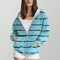 thumbnail image 2 of Towmus Sweatshirt for Women Full Zip Hooded Pullover Oversized Striped Casual Hoodies Fall Winter Coats, 2 of 5