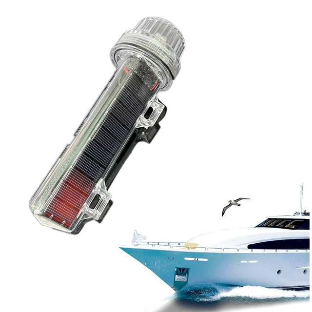 BotaniNest Solar Powered Marine Signal Light LED Navigation Lamp For Boats And Fishing Emergency With Red White Green Flashing Marine Flares – Guard Approved Boat Flares Fishing Attractor