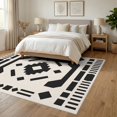 thumbnail image 3 of ODIKA 6'x9' Washable Area Rug Black White Geometric Precision Design Accent Contemporary Symmetry with Bold for Dining Room, Under Table, Office Décor, Non-Slip Chair-Friendly, 3 of 7