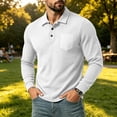 thumbnail image 5 of Mifsaly Mens Long Sleeve Shirts Waffle Knit Lapel Collar Blouses Casual Daily Golf Shirts for Spring Fall White,XL, 5 of 8