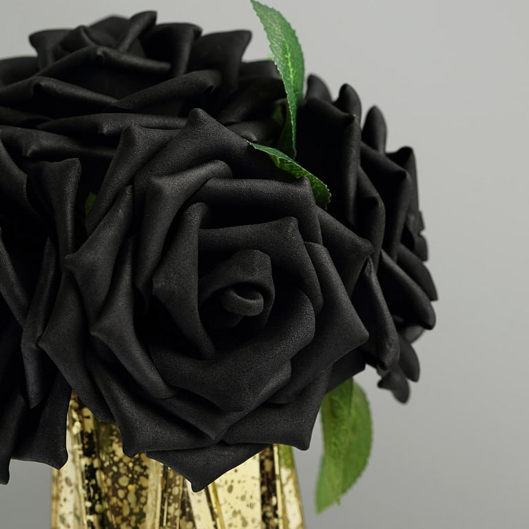  ICBOX Black Roses Artificial Flowers, 30pcs Glitter Roses  Artificial Roses with Stems for Crafts Wedding Bouquet Party Home Decor( Black) : Home & Kitchen
