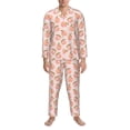 thumbnail image 3 of Lsque Peach With Leaves Pattern Long Sleeve Pajama Set for Men - Soft 2-Piece Sleepwear and Loungewear Set with Pockets, Comfy Nightwear-Small, 3 of 7