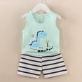 thumbnail image 2 of Toddler Boy Summer Outfit Short Sleeve Shirts Top and Casual Shorts Set Cute Kids Clothes 6-12 Months 12-24 Months 2t 3t 4t 5t 6t 7t 8t 9t Children 6-12 Months, 2 of 3