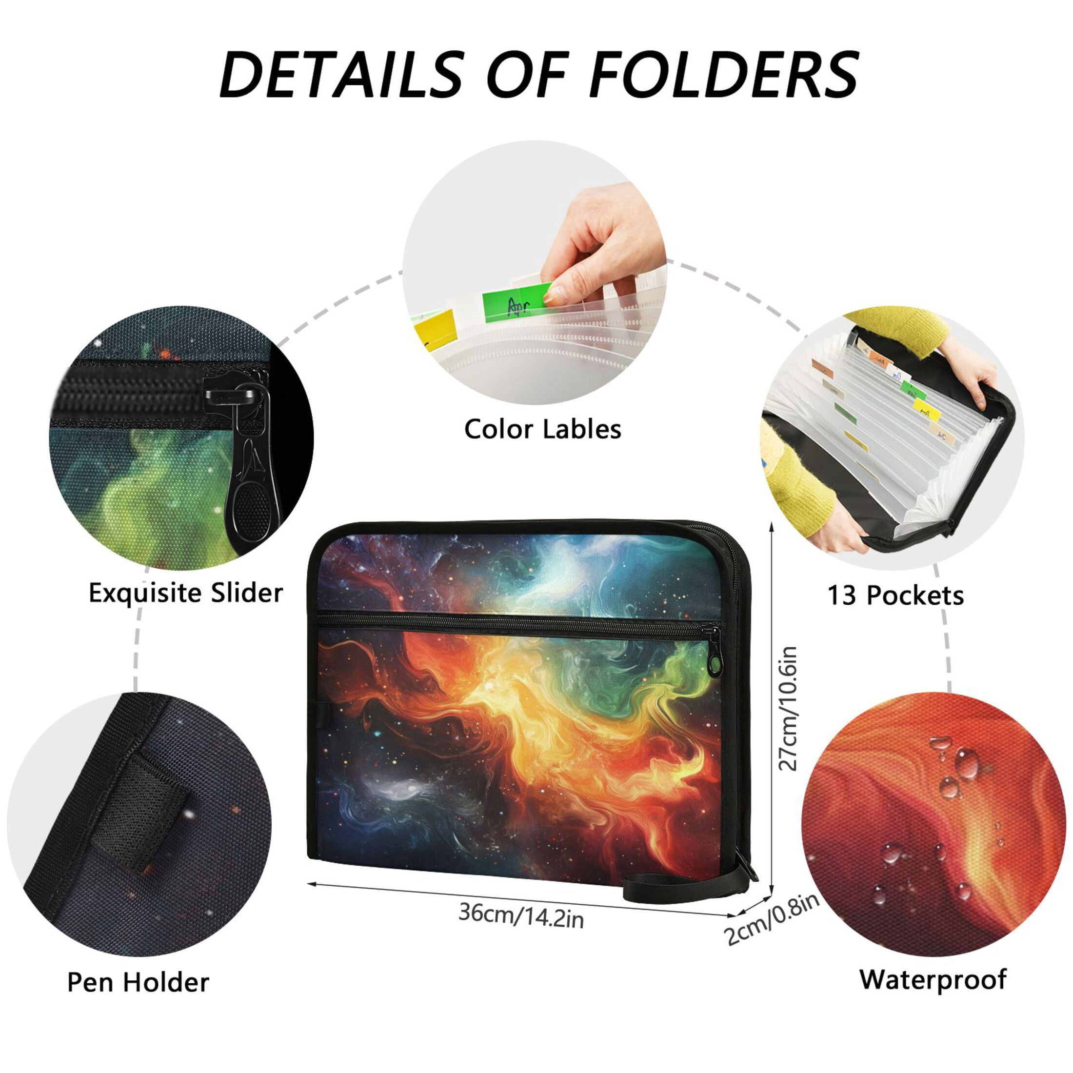 Organ Folder 14.2 x 0.8 x 10.6 Inches 13 Separate Pockets A4 Size Documents Folder A Sort Storage File Manager For The Home Office Color Universe
