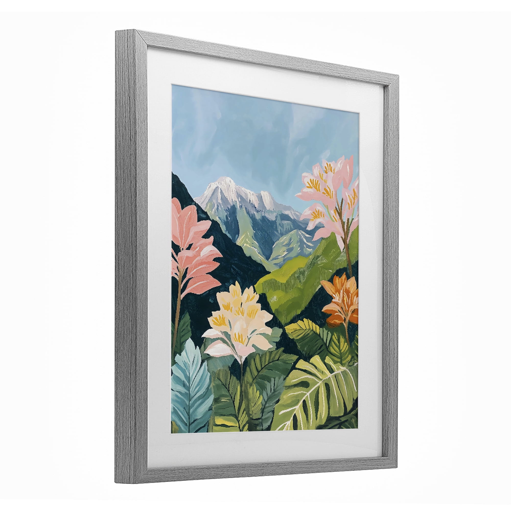 Stupell Industries Tropical Mountain Landscape Gray Framed Print Under Glass, design by The Prints Vibe