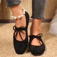 thumbnail image 6 of EKVAHL Women's Lace‑Up Ballet Flats, Bow Detail Mary Jane Shoes, Soft Sole All Season Casual Walking Flats Black, 6 of 6