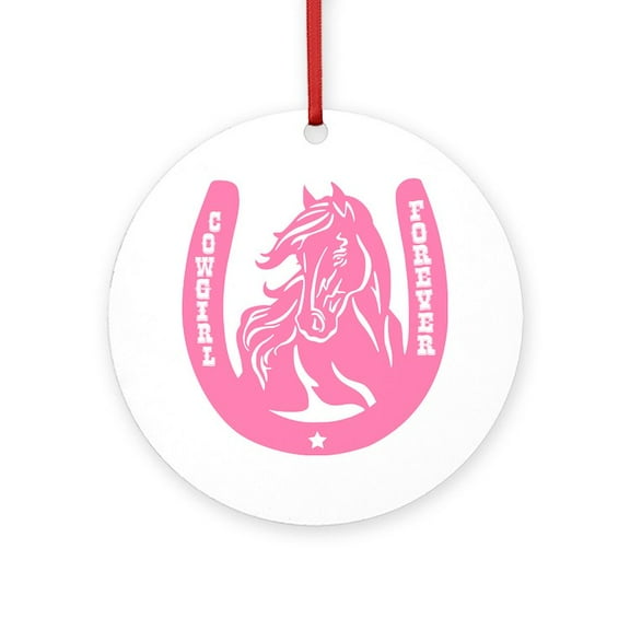 CafePress - Cowgirl - Round Wood Ornament 4"