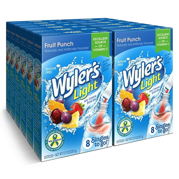 Wyler's Light Fruit Punch Singles To Go Drink Mix, 0.71 oz, 8 CT (Pack-12)
