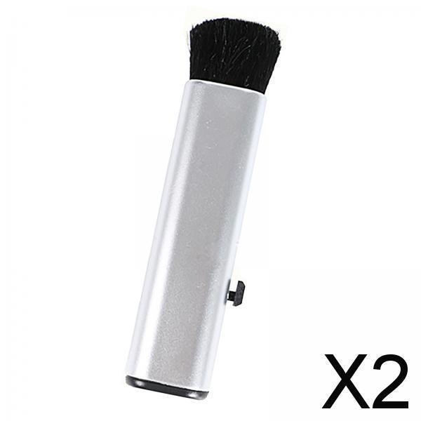 2xMini cepillos de detalles automotrices rejillas de ventilación retráctiles para teclado de motor plateado 2 piezas