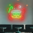 thumbnail image 2 of Craftnamesign Crab Santa Hat Neon Light, Seafood Restaurant LED Sign, Christmas Wall Art, 2 of 5