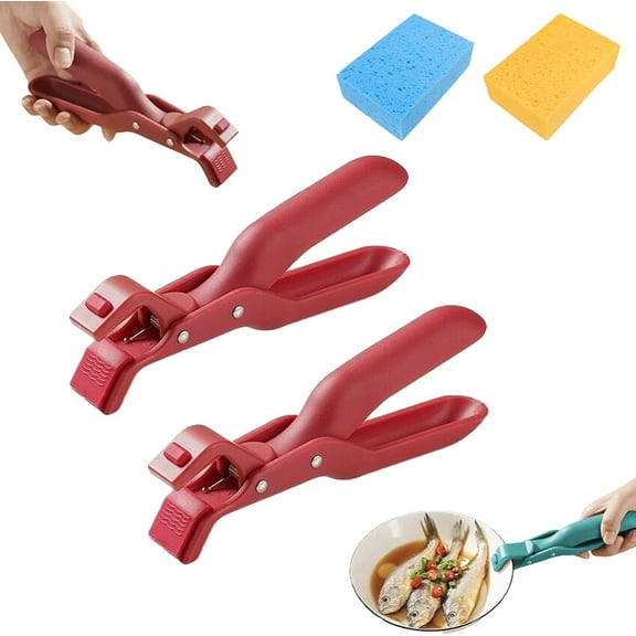 Hot Plate Gripper, 2Pcs Silicone Non-Slip Multi-Angle Hot Plate Gripper Tongs with Anti-Scald Design, for Air Fryer, Oven, Microwave, Pizza Pans & Kitchen Utensils