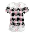 thumbnail image 6 of Wutalume Women's Short Sleeve Christmas Print Scrub Set, Pocket Top and Pants Work Uniform, Healthcare Professional Outfit,Pink XL, 6 of 6