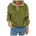 thumbnail image 2 of Fanxing 1/4 Zip Pullover for Women Fleece Lined Long Sleeve Sweatshirt Casual Plush Fluffy Zipper Pullovers Tops Activewear S/M/L/XL/XXL/XXXL/XXXXL/XXXXXL, 2 of 7