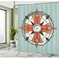 thumbnail image 5 of Ambesonne Vintage Shower Curtain, Cruise Compass Grunge, 69"Wx84"L, Pale Orange Turquoise, 5 of 5