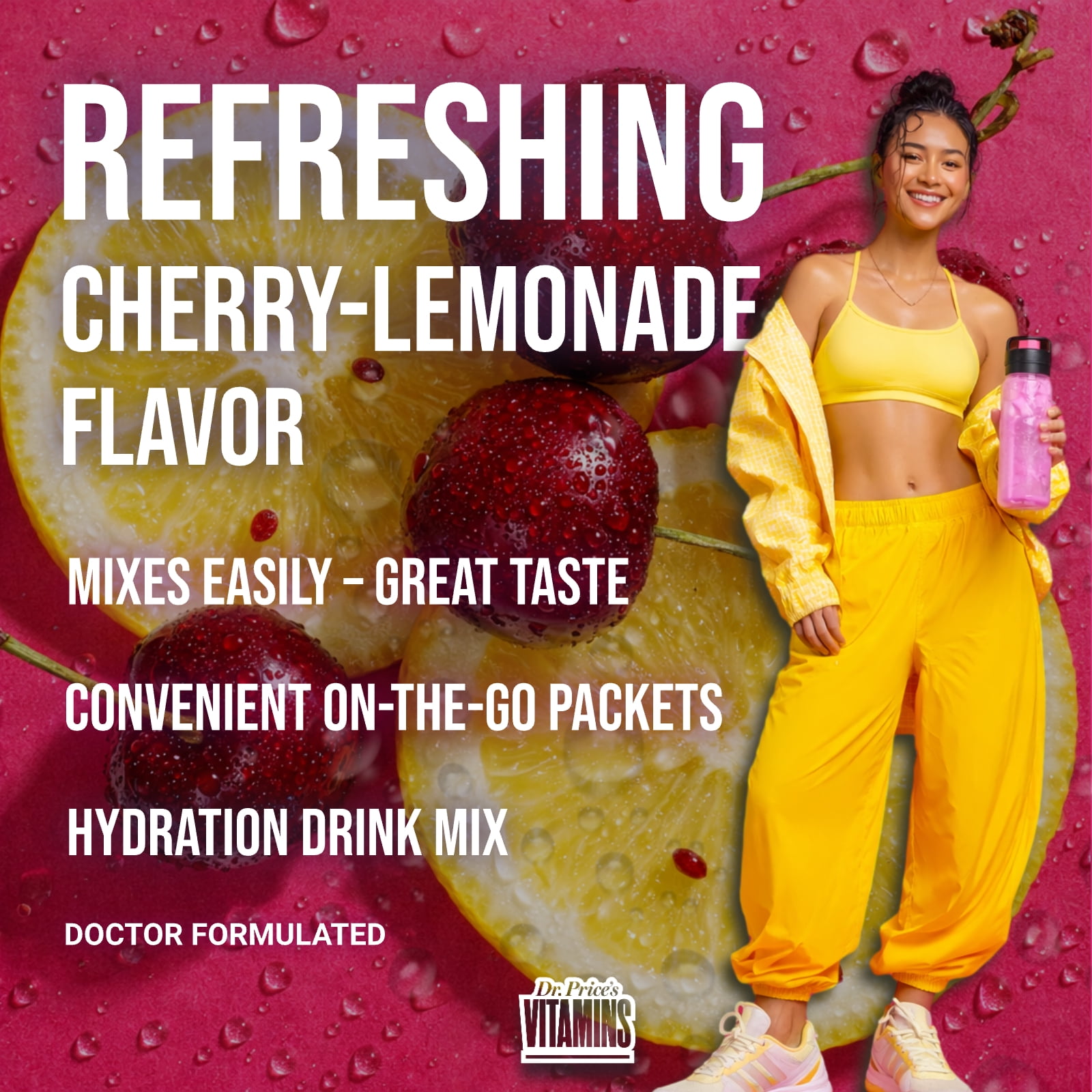 Dr. Price’s Electrolyte Mix – Cherry Lemonade Flavor, 30 Packets | Sugar-Free Hydration Powder with Trace Minerals
