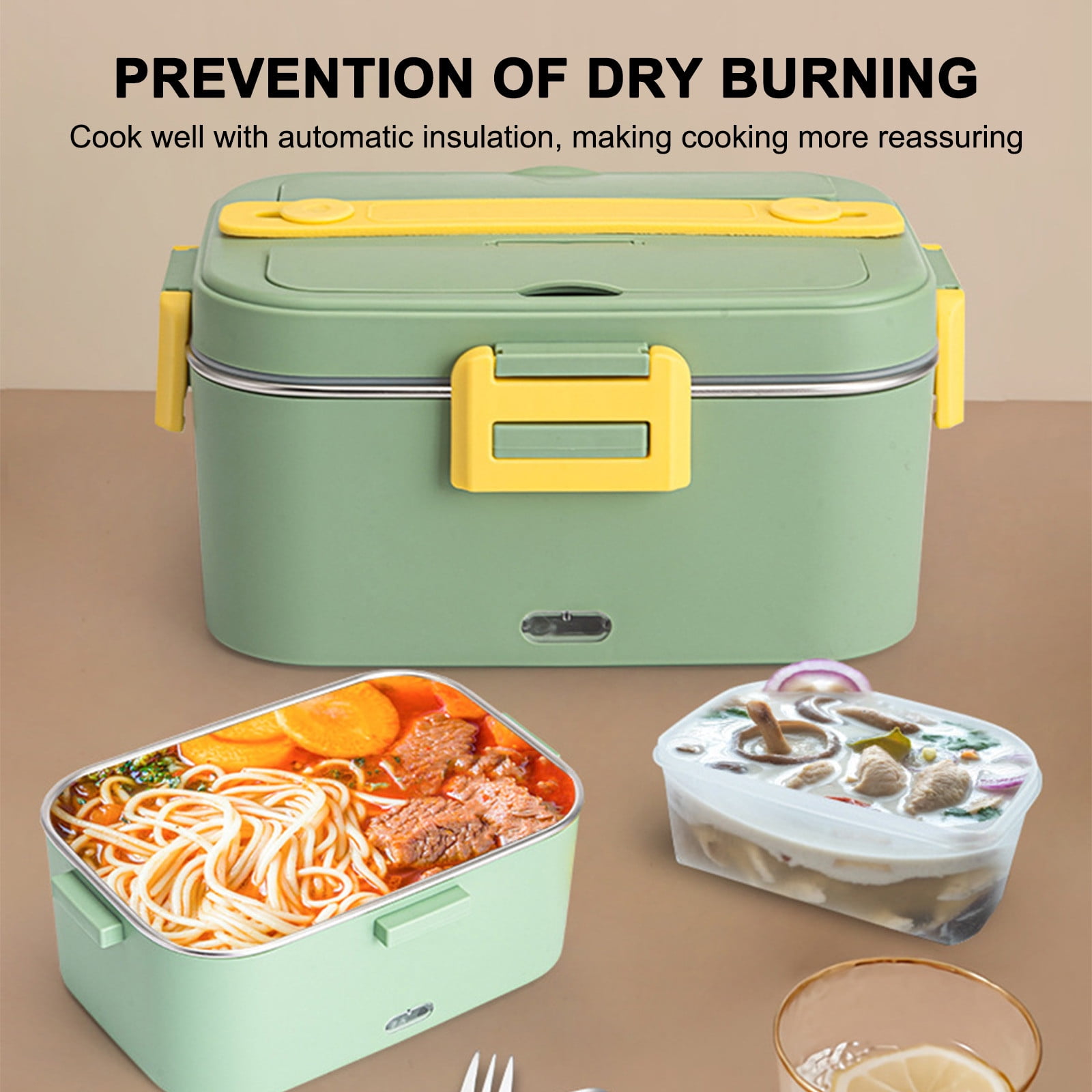 Wamans Bento Lunch Box 1.8L Electric Lunch Box Dual Voltage Heating Lunch Box Portable 304 Inner Tank Insulation Free Water Filling Lunch Box