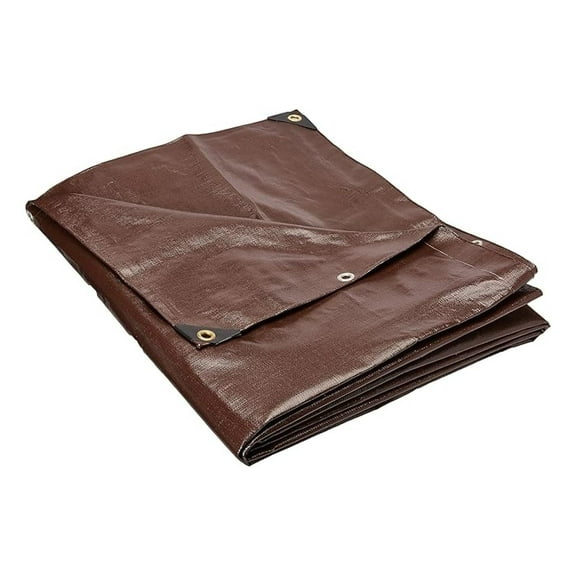 Brown Tarp 4ft x 20ft - Heavy Duty 8oz, 16 Mil Thick - Waterproof, Rotproof, Dustproof - with Grommets - Construction Cover, Camping, Emergency