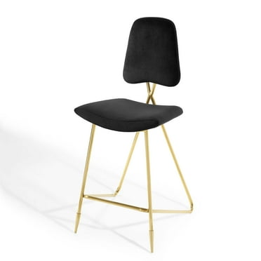 Bar Stool Chair Barstool, Velvet, Metal Steel, Black, Modern Contemporary Urban Design, Bar Pub Cafe Bistro Hotel Restaurant Hospitality