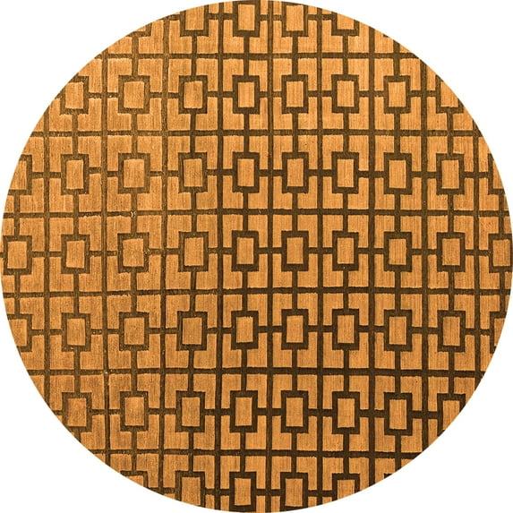 Ahgly Company Indoor Round Abstract Orange Modern Area Rugs, 5' Round