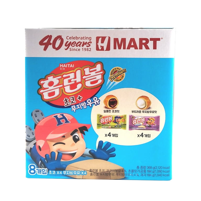 Haitai Choco Home Run Ball, Classic Korean Snack 46g (Pack of 4) 