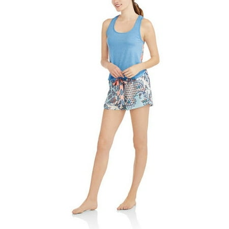 Women's and Women's Plus Racer Back Pajama Tank and Shorts 2-Piece Sleepwear Set
