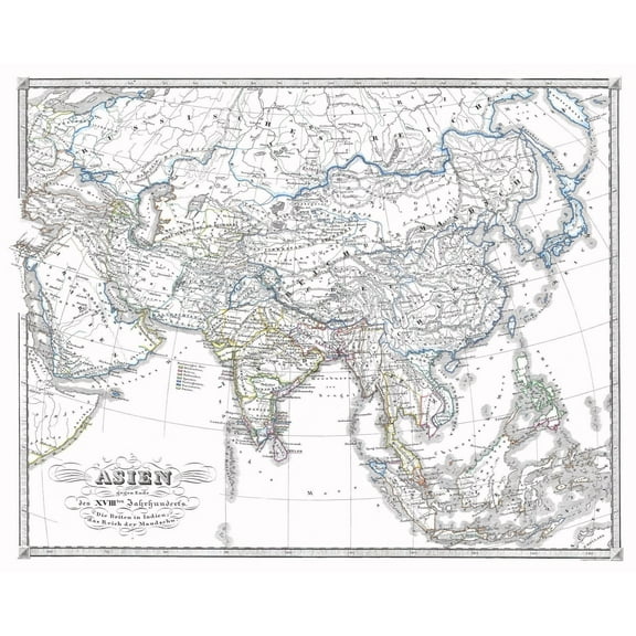Historic Map - Asia 18th Century End - Spruner 1855 - Vintage Wall Art
