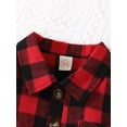 thumbnail image 4 of hirigin Baby Romper, Plaid Santa Claus Lapel Long Sleeve Bodysuit with Buttons and Pocket for Boys, 0-18 Months, 4 of 9