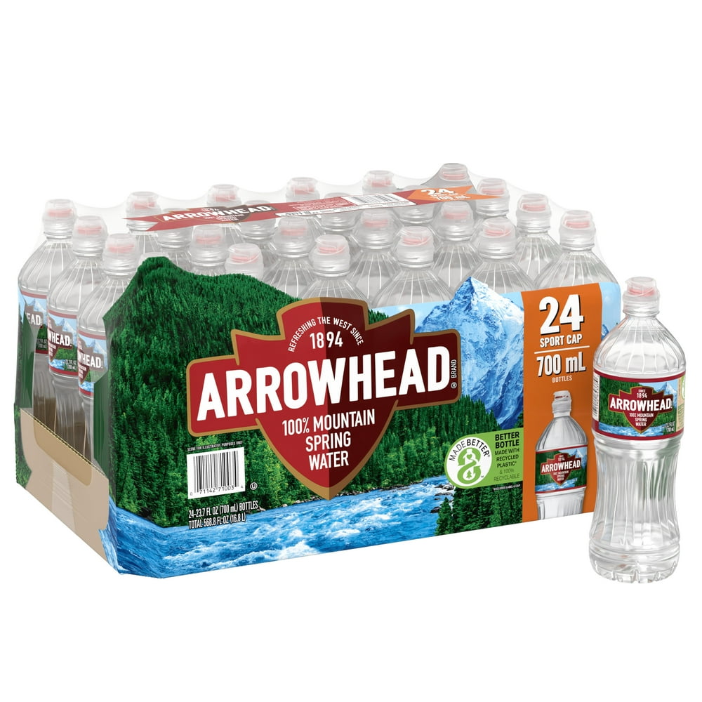 ARROWHEAD Brand 100 Mountain Spring Water, 23.7ounce plastic sport cap bottles (Pack of 24