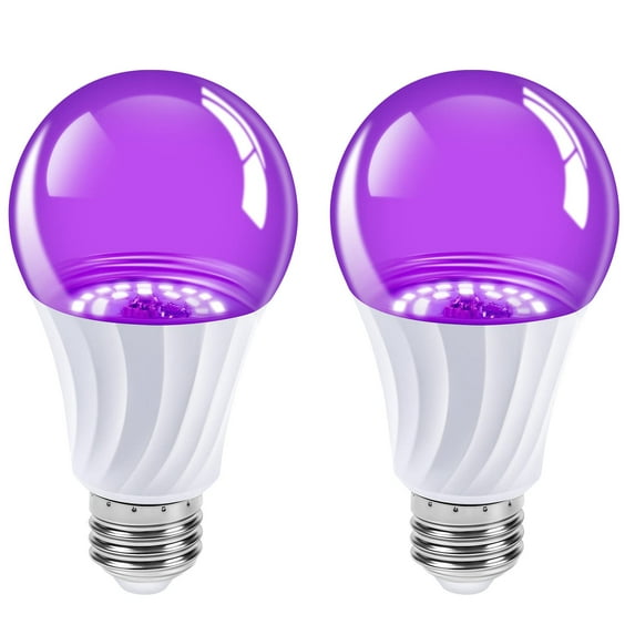 Litake LED Black Light Bulbs, A19 10W, E26 Base,UV Blacklight Bulbs for Glow Party, Glow in The Dark for Halloween Decoration, Body Paint, Fluorescent Poster, Home Bedroom, 2 Pcs