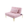 thumbnail image 6 of 35.5 Inch L Modern Teddy Convertible Single Futon Sofa Bed with 1 Pillow, Multifunctional Armless Futon Chair with Metal Legs, Comfy Sofa Chair for Living Room, Office, Studio, Apartment, Pink, 6 of 8