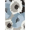 2 x 3 Magnified Florescence Baby Blue, Light Gray and Black Hand Tufted Area Throw Rug