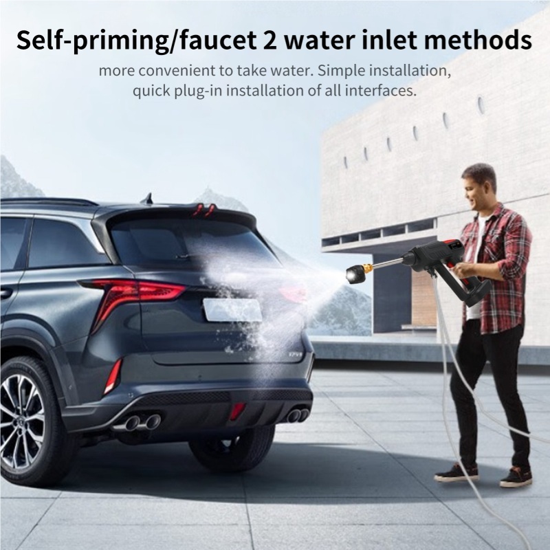 Car Cordless Power Washer 300W Faucet Self Priming Multifunctional Cleaning Machines with 6 in 1 Nozzle Auto