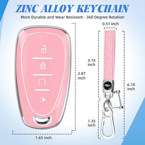 Remote Key Fob Cover Protector Holder With Keychain, Compatible with Chevrolet Equinox Bolt Trax Sonic Blazer Trailblazer Traverse Cruze Car Smart Key Shell