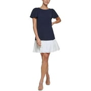 DKNY Womens Trapeze Flutter Sleeves Shift Dress