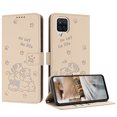 thumbnail image 2 of Flip Case for Samsung Galaxy A12 5G PU Leather Wallet Case with RFID Blocking Card Slot & Cash Pocket Magnetic Clasp Stand Function Cover Cat Patterned with Wrist Strap Phone Case,Beige, 2 of 9
