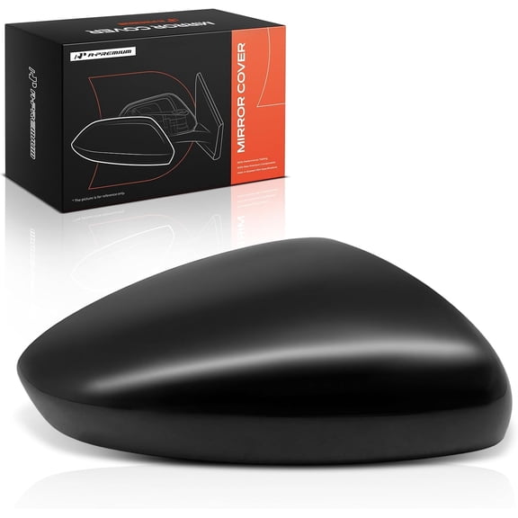 A-Premium Passenger Side Rearview Mirror Cover Cap - Compatible with Honda Accord 2018 2019 2020 2021 2022 - Smooth Black, Without Turn Signal Hole