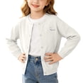 thumbnail image 2 of PureCasa Girls' Cardigan Sweater Cute Buttons Cotton Solid Color Embroidery Long Sleeve Crewneck Uniform Sweater for 18M-14Y Girls, 2 of 10