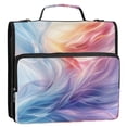 thumbnail image 2 of Haosy 3 Ring Zipper Binder with Shoulder Strap Waterproof Trapper Keeper 2 Inch D-Ring 500 Sheets Capacity, Dreamlike Colorful Light Shadow, 2 of 6